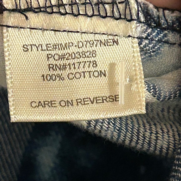 LOVESTITCH Women's Blue White Tie Dye Plaid Long Sleeve Button Up Shirt Size L - Picture 4 of 7